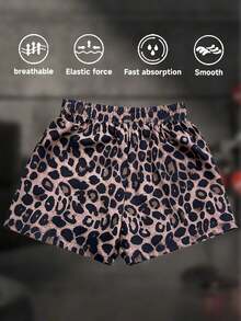 Summer-Style Hot Girl Leopard Print Women's Shorts - Breathable, Quick-Drying, Stretchy And Smooth. Sports Workouts With A Loose, Comfortable Fit - Brown - View 4