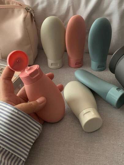 Reusable Silicone Travel Bottles With Flip Cap, Suitable For Creams, Lotions, Shampoo, Conditioner