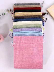 个性化亚麻布酒瓶收纳束口袋，印花2026，粗亚麻布收纳袋，亚麻布礼品袋，带束绳防尘，可重复使用，用于存放葡萄酒瓶，非常适合家居收纳和礼品包装。 - 彩色 - 查看 6