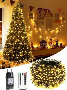 10-metrowe/100-metrowe girlandy świetlne LED, zewnętrzne lampki choinkowe, wieniec świąteczny z pilotem, lampki dekoracyjne na choinkę, odpowiednie na przyjęcie noworoczne, patio ogrodowe, Boże Narodzenie, dekoracje na Halloween, prezenty choinkowe, Święto Dziękczynienia, wesele, wystrój domu, wystrój jesienny, dekoracje urodzinowe, artykuły imprezowe, dekoracje świąteczne do ogrodu i na zewnątrz, dekoracje na Halloween, dekoracje ścienne, akcesoria na Halloween - Wtyczka UE typ C (220–240 V) - Zobacz 2
