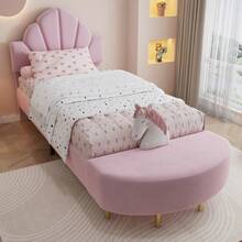 Kids Bed Frames, Headboards & Footboards - Pink + Velvet + 90cm*200cm - View 1