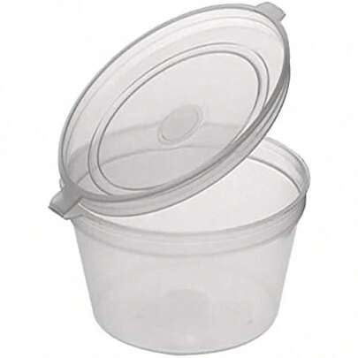 4 Ounce Storage Pots With Hinged Lids For Condiments Sauces Dressings And Food Storage Microwave And Freezer  50 Pack