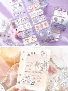 1卷合成纸模切和纸胶带，“快乐旅程”系列剪贴簿DIY装饰贴纸，文具扁平装饰遮蔽胶带 - 奇妙集市 - 查看 6