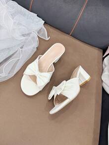1双白色可爱凉鞋，蝴蝶结褶皱设计，优雅高跟，适合各种场合和通勤。 - 白色 - 查看 14
