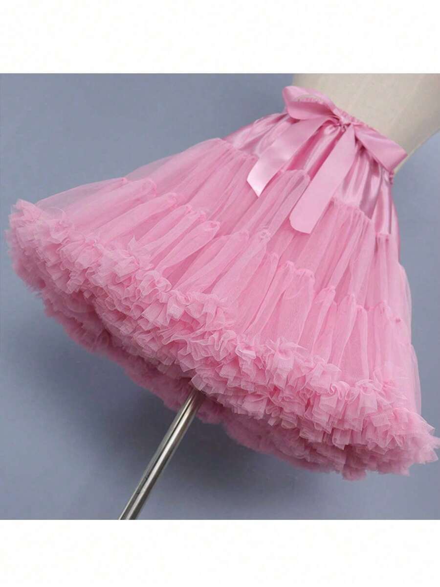 XKTRXF 女士薄纱裙，松紧腰雪纺迷你吊带裙，公主芭蕾舞裙，白色裙子 - 豆沙 - 查看 1