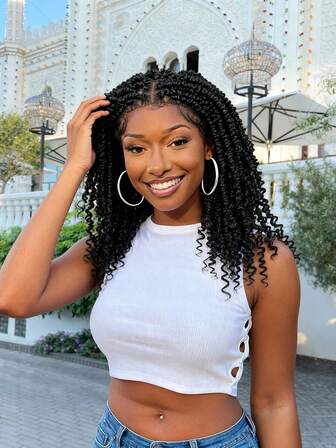 Flätad peruk Afro lockig flätad peruk Syntetisk spets peruk Nybörjarvänlig värmebeständig peruk för kvinnor