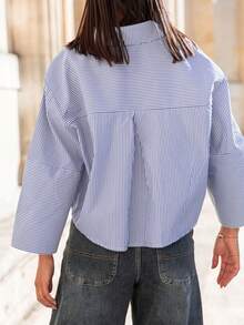 SUNSTORY 女士时尚优雅条纹衬衫，适合商务通勤、返校季、夏季休闲和都市风格穿着。 - 彩色 - 查看 2