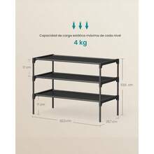 ASDF-SONGMICS Zapatero de 3 Niveles Almacenamiento de Calzado Estantería de Zapatos 29.7 x 62.3 x 53.5 cm Negro Tinta MLSH023BH01 - 3 niveles 623 ancho cm - Ver 3