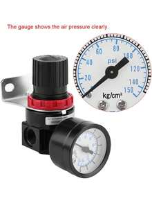 AR2000 G1/4 Regulador neumático Regulador de presión de Aire Ajustable Control de compresor Fuente de Aire Procesador Válvula Manómetro con Filtro de Soporte Válvula Reductora de presión,37564828 - Multicolor - Ver 5