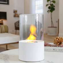 Tabletop Fire Bowl Pot|Indoor/Outdoor Portable Tabletop Fireplace–Clean-Burning Bio Ethanol Ventless Fireplace - White - View 5