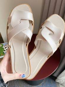 【中东畅销款】女士PVC塑料拖鞋，时尚单带凉拖，休闲沙滩风室内/室外人字拖 | 设计优雅，经久耐用，防滑耐磨 | 高品质，时尚有型 - 米色 - 查看 13