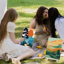 24 Pcs Pre Drawn Canvas Painting Adult Pre Printed Canvas Bulk Sip And Paint Kit Stretched Panels Paint Set Theme Painting Night Party FavorMountain, 8x 10 Inch - 山 + 8 x 10 英寸 - 查看 6