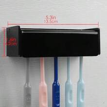 5 Slots Wall Mount Toothbrush Holder With Cover Self Adhesive Toothbrush Storage Organizer For Shower Toothbrush Hanger With Automatic Toothpaste Squeezer Dispenser - 黑色 1 包 - 查看 2