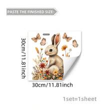 1片可爱兔子、花朵和蝴蝶图案窗贴，可移除双面静电贴，适用于春季复活节卧室、客厅、阳台和橱柜窗户装饰。 - 彩色 - 查看 3