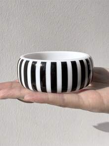 极简复古黑白条纹格子树脂手链，几何宽幅拼接手链 - 彩色 - 查看 5