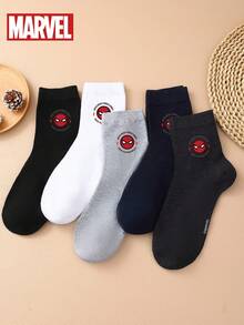 Marvel 1 Pair/5 Pairs/10 Pairs Men's Crew Socks - Spider-Man Patterned Crew Socks, Solid Color Sports Crew Socks, Versatile Style, Suitable For Daily Wear And As Holiday Gifts - Multicolor - View 1
