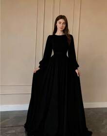 Spring Fashion Court Style French White Double Layer Chiffon Flared Princess Fairy Dress Long Dress - 黑色 - 查看 10