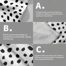 Black White Polka Dot Towels Set Of 2, Boho Polka Dot Hand Towels For Bathroom 14"X28" Vintage Doodle Towels Soft Absorbent Bathroom Hand Towel For Face, Gym, Spa, Kitchen - 波爾卡圓點 - 查看 5