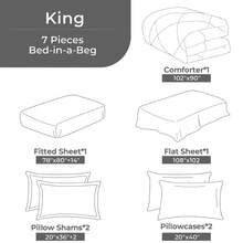 7pcs Full Queen King Black Dark Grey Green White Quilted Comforter Fitted Sheet Flat Sheet Mattress Protector Cover And Pillowcases Sets - 深灰色 - 查看 9