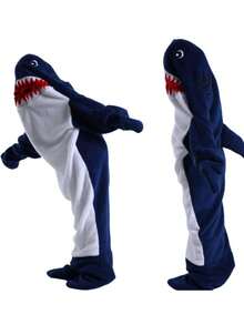 1件卡通鲨鱼、海豚、鲸鱼睡袋连帽毯子连体衣 - 彩色 - 查看 2