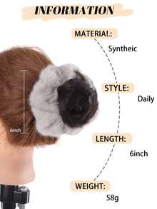 Synthetic Wigs Hair Bun Extensions Claw Clip Hair Bun With Grey Plush Hair Band Updo Hair With Clip For Women Daily Winter Use