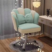 Cute Petal Desk Chair, Velvet Dressing Chair With Bow Upholstery, Butterfly Home Office Chairs For Bedroom, Computer Desk Chairs With Backrest - 藍白色 - 查看 7