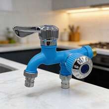 Balcony Laundry Wall-Mounted Dual Head Faucet | Dual Control Dual Outlet - Universal Compatibility, Tool-Free Quick Install, All-Weather Sun-Proof Anti-Freeze Heavy-Duty Space-Saving