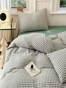Khaki Plaid Duvet Cover, Women's Size - Super Soft Duvet Cover Series - Lightweight, Women's Duvet Cover - Soft & Breathable Bedding (Women's Size, White, Black) - Olive Green - View 5