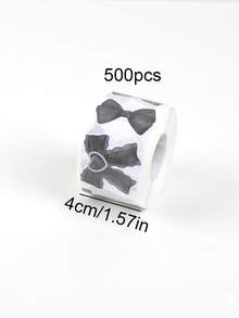 500pcs/Roll Pink And Black Bow Pattern Stickers,16pcs Pattern Office Stationery Decorative Label Stickers, Valentine's Day And Mother's Day Gift Decoration Stickers