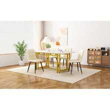 Lightweight And Luxurious Dining Table, 120 X 70 Cm (1 Piece), Metal Frame, Rectangular Table, Modern Kitchen Table, Metal Legs, Suitable For The Dining Room Or Living Room, Gold-Tone Legs - Gold - View 2
