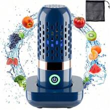 Portable Fruit And Vegetable Cleaner, IPX7, Waterproof, Portable Fruit Purifier Wireless 3000mAh Rechargeable For Fruit And Seafood, Rice, Meat - Blue - View 2