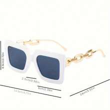 Travel Essential, Women's Luxurious Large Frame Square Fashion Glasses - Candy Colors, Anti-Gold Embellishments, Suitable Driving, Parties, And Other Occasions NPU2 - 黑色 - 查看 7
