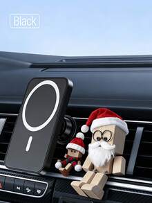 15W磁吸式无线车载充电器支架 - 兼容 17/16/15-11 Pro Max/Mini及所有支持Qi无线充电的手机，支持USB-C快充，360°旋转支架