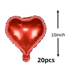 10pcs/20pcs 5/10/18 Inch Romantic Red Heart Shaped Foil Balloons, Suitable For Valentine's Day, Wedding, Anniversary, Birthday, Singles Party, Party Decorations And Celebrations - Red - View 11