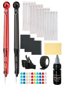 yikexuanli 1 Set Hand Poke & Stick & Poke Tattoo Kit With Ink, Tattoo Needles, 15ml/0.5oz Tattoo Ink, Tattoo Practice Skin, Black Tattoo Wrap, Black Tattoo Ink, And Reliable Hand Poke Tattoo Kit, Suitable For Tattoo Artists - Multicolor - View 3