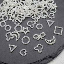 100pcs/Pack ABS Pearl-Effect Hollow-Out Heart & Butterfly DIY Charms. Hot-Selling Mini 3D Embellishments And Filigree Pearl Accessories. - White - View 12