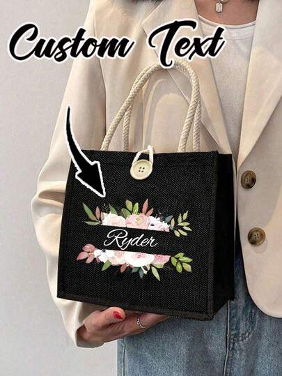 Customizable Tote Bag, Personalized Teacher's Day/Thanksgiving Gift, Lightweight Large Capacity Casual Fashion, Suitable For Wedding, Birthday, Beach, Vacation, School And Other Occasions, Great Gift For Women, Moms, Teachers, Friends, Bridesmaids, Students, Handbag/Tote Bag, Shoulder Tote Bag