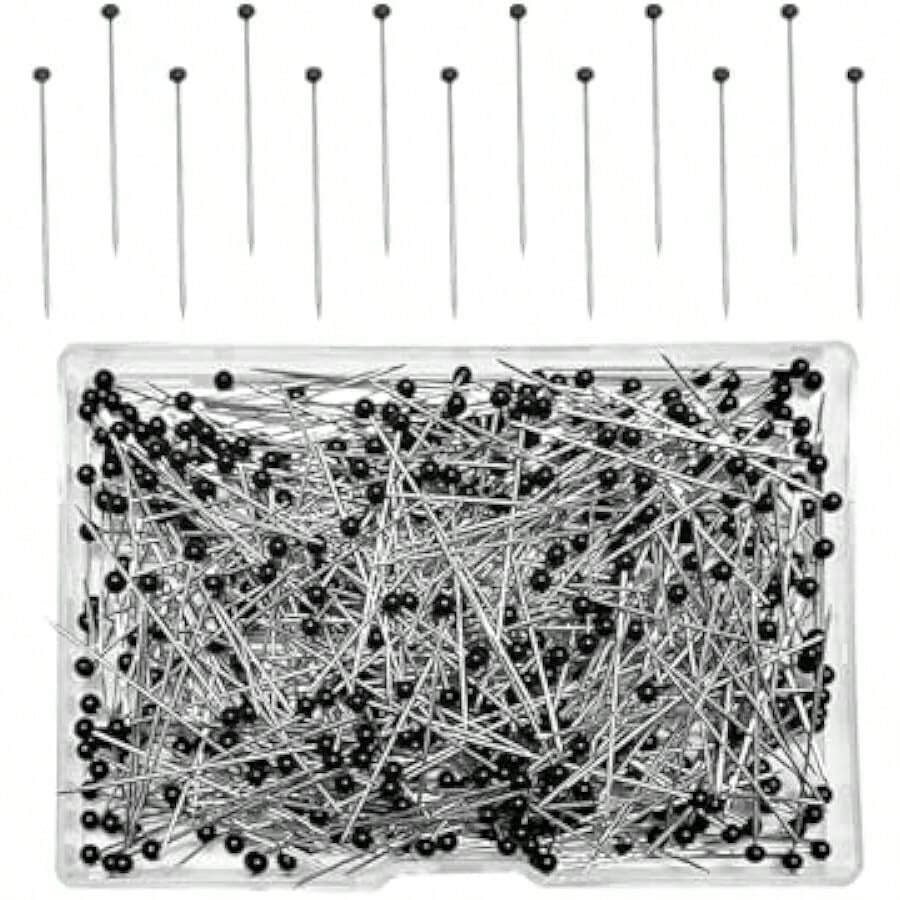 500 PCS Sewing Pins, Ball Glass Head Pins, 1.5 Inch Straight Pin, Ball Head Quilting Pin, Straight Pin For Fabric (Black) Local Shipping - Black - View 1