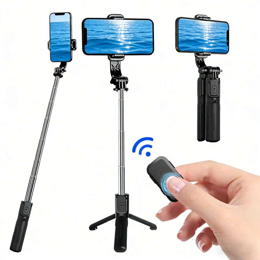27.56inch Extendable Selfie Stick With Bluetooth Remote Control And Tripod Stand, Compatible With Various Smartphone Models - 70cm/27.56inch - View 1