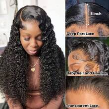 40 Inch Put On And Go Glueless Human Hair Wig Deep Wigs Human Hair 5x5 HD Lace Closure Transparent 250% Density Pre Plucked Pre Cut With Invisible Bleached Knots 3s Ready To Wear Silky Straight Wigs For Beginners Natural Black Color No Glue Needed - Natural Black - Xem 8