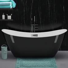 Freestanding Bathtub 59 Inch Black And White Acrylic Soaking Tub, Modern Compact Bathtub For Bathroom Remodel And Comfort Bathing - White - View 9