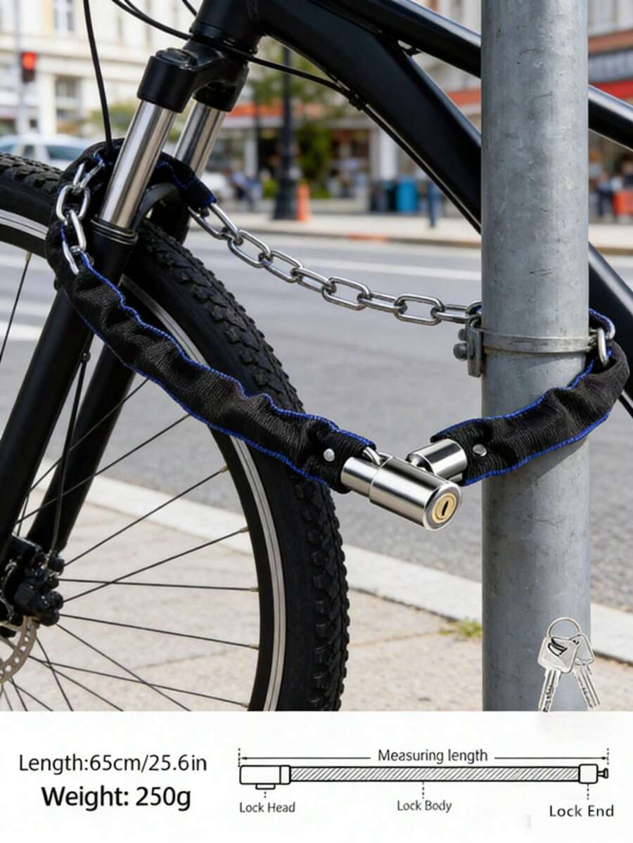 1 pieza Cadena de bicicleta de súper resistente - Antirrobo ligero de acero de tungsteno, apta para bicicletas de carretera y de montaña, superficie pulida negra