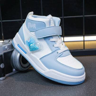 1 Pair Fashion Heart Decor Skate Shoes, Casual Campus Style Sports Sneakers For Boys & Girls