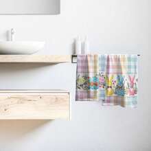 Black White Polka Dot Towels Set Of 2, Boho Polka Dot Hand Towels For Bathroom 14"X28" Vintage Doodle Towels Soft Absorbent Bathroom Hand Towel For Face, Gym, Spa, Kitchen - 復活節兔子彩色格子 - 查看 6