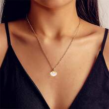 Seashell Pearl Pendant Necklace Gold Plated Boho Enamel Pink Blue Scallop Sea Shell Starfish Ocean Animal Chain Necklace For Women Hawaiian Summer Beach Holiday Fashion Jewelry Gifts - White - 查看 3