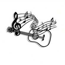 1pc Music Note & Guitar Metal Wall Art Decor, Black Iron Decorative Symbol, Suitable For Living Room, Bedroom, Home And Cafe, Farmhouse Music Theme Wall Hanging, Housewarming Gift - Black - View 6