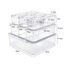 10pcs/Set Kitchen Refrigerator Food PET Stackable Transparent Plastic Fruit Fresh Keeping Box Freezer Storage Containers - Transparent - View 5