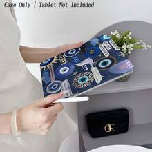 1pc Blue Evil Eye & Spiritual Numeric Pattern Tablet Protective Case - Mystical Power Design, Foldable Stand And Shock-Proof Protection, With Pen Slot And Multi-Angle Stand - Compatible With IPad, Fits Tablet
