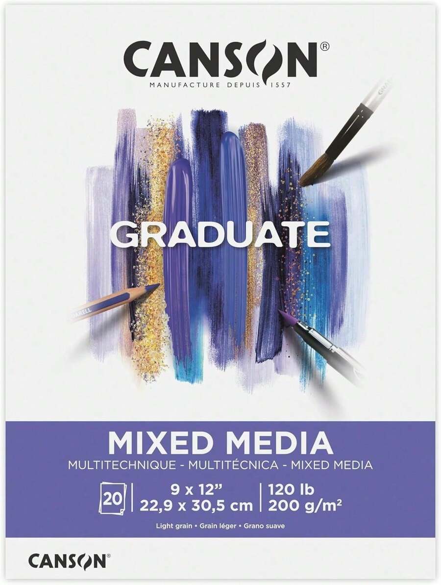 EstiloCanson - Bloc De Medios Mixtos Para Graduados, Plegable, 9 X 12 Pulgadas, 20 Hojas| Papel De Artista Para Adultos Y Estudiantes, Acuarelas, Medios Mixtos, Marcadores Y Diario De ArteVersióN Mejorada - 1 - Ver 1