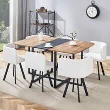 Dining Table & Chair Sets - Black, Natural Wood, White - View 3